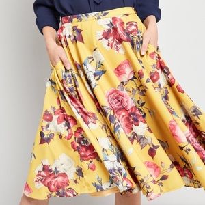 Ikebana for All A-line skirt in Saffron